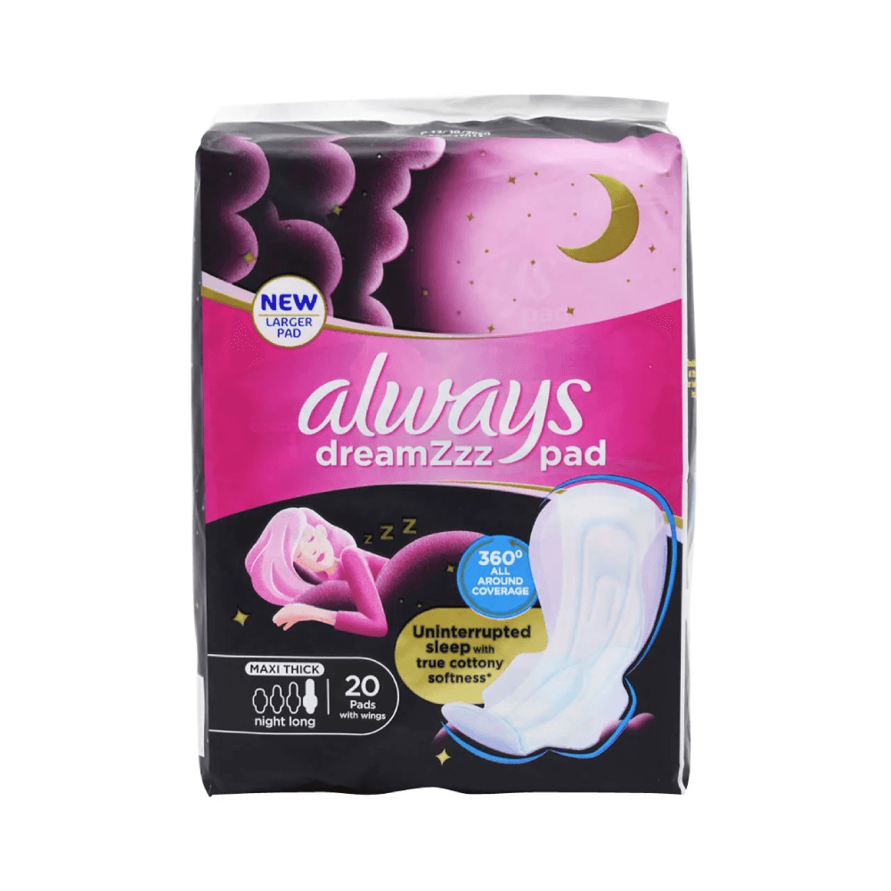 Always Dreamzzz Maxi Thick Cottony Softness With Wings Night Pads 20Pcs