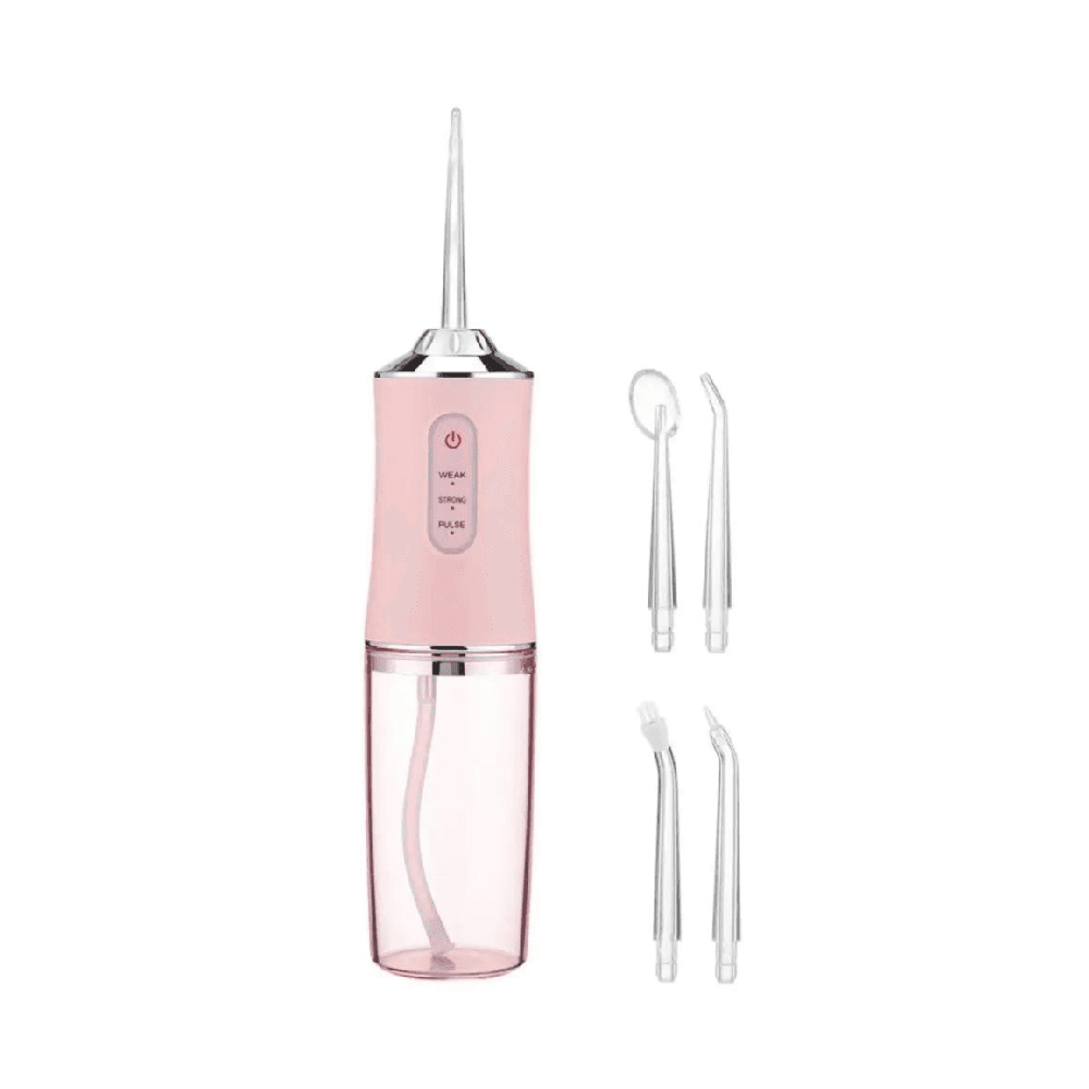 Oral Dental Irrigator FLOSSER with 4 Heads PINK