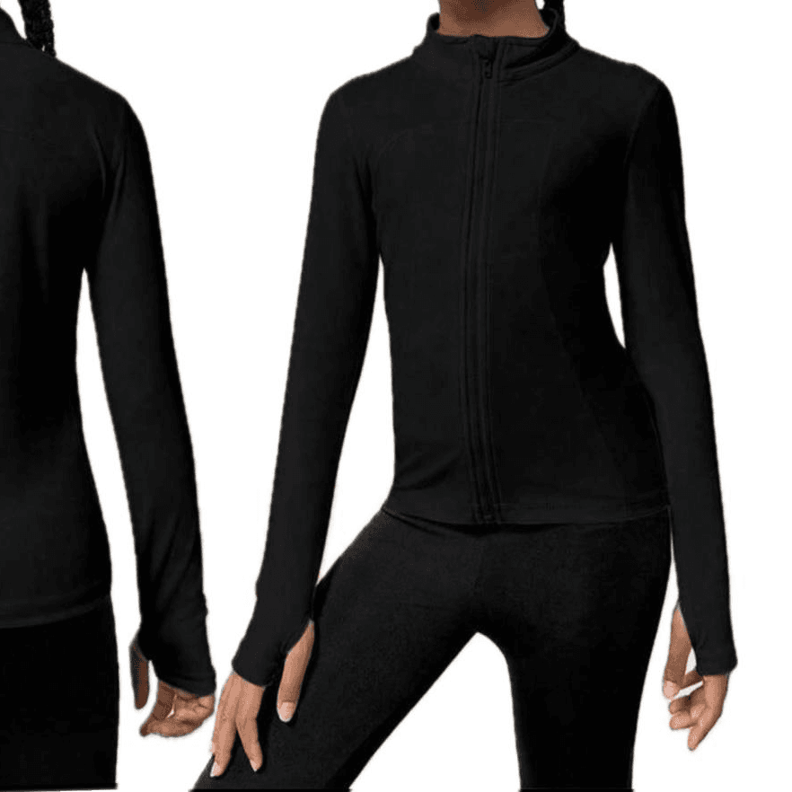 Black School Jacket With Thumb Holes For Girls - 10 Year