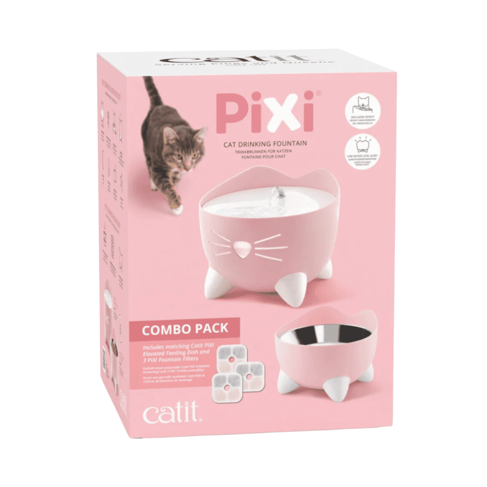 CatIt Pixi Drinking Fountain Combo Pack for Cats Pink