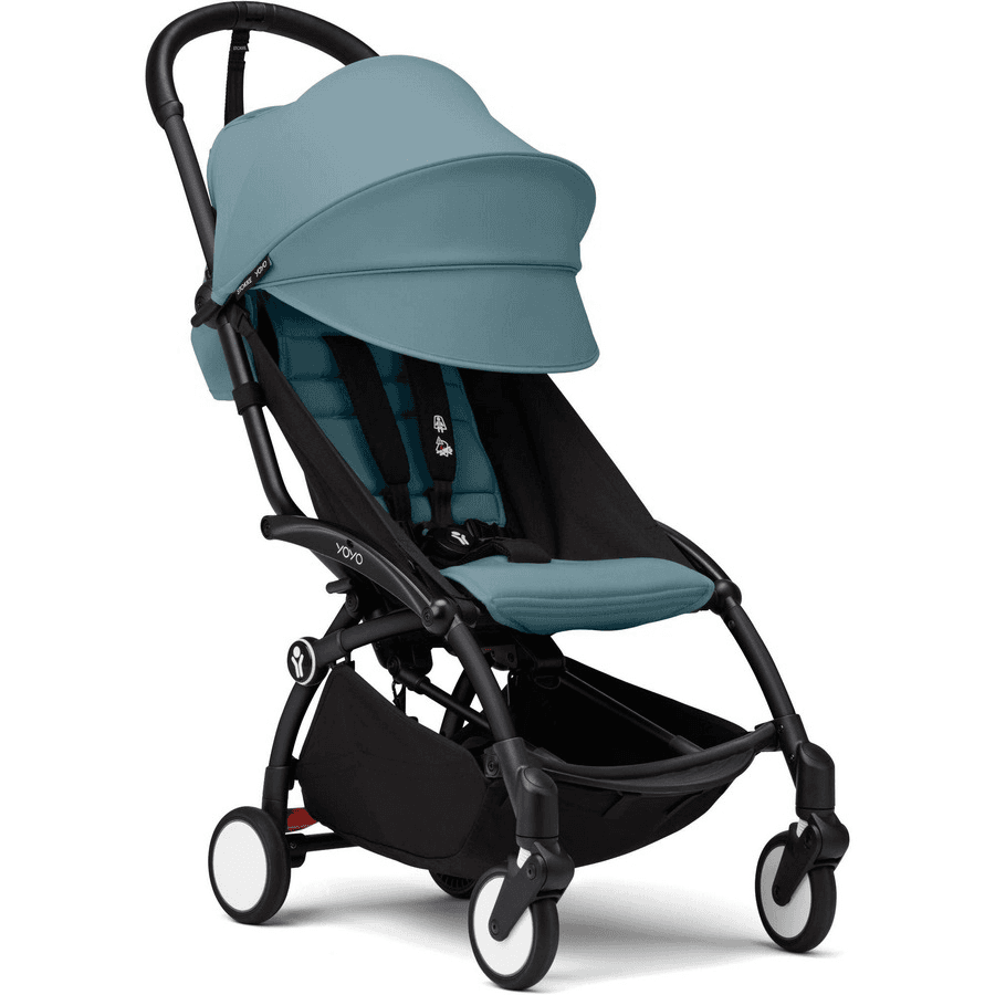 Stokke Yoyo3 6+ Stroller - Black Frame With Color Pack 6+ (Aqua)