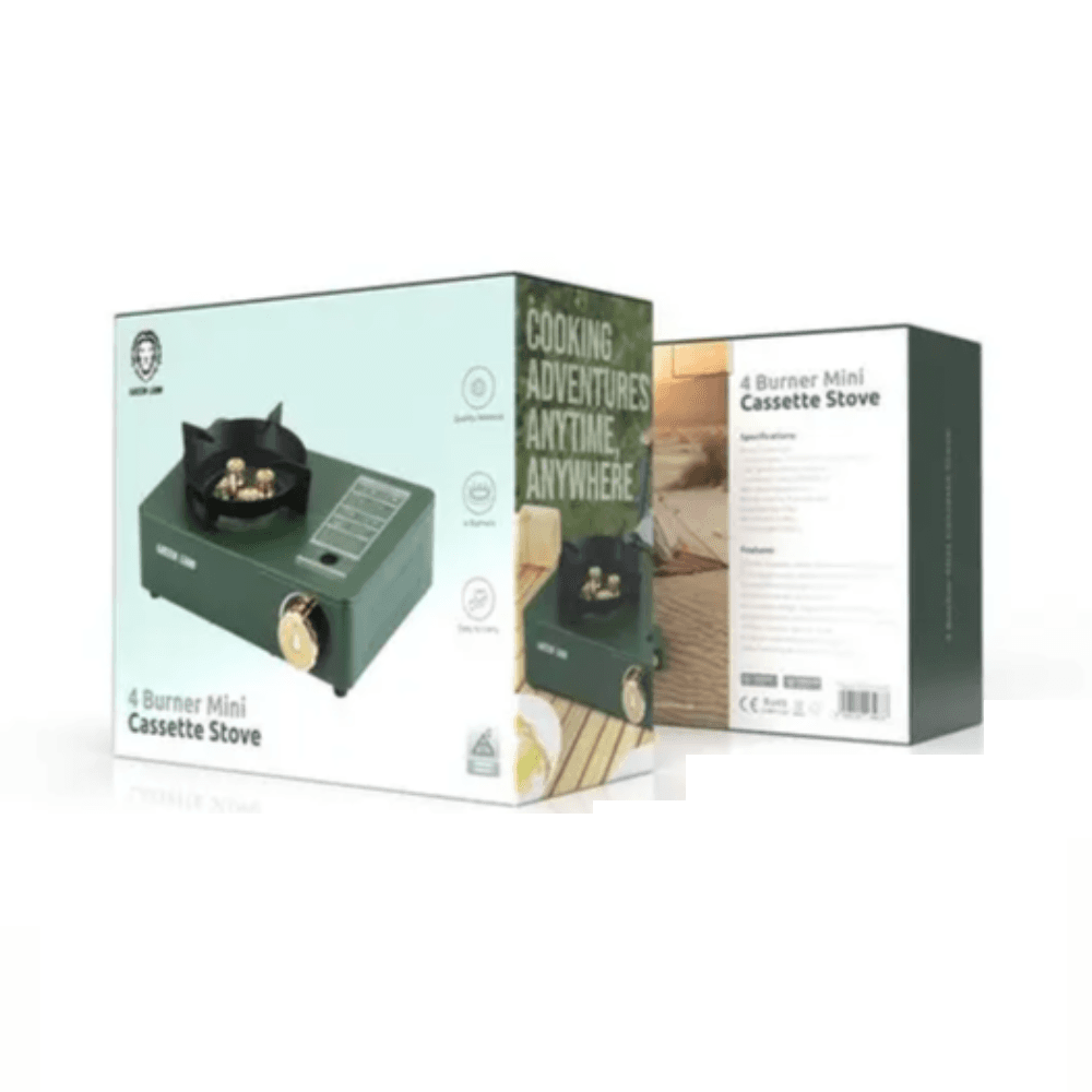 Green Lion 4 Burner Mini Cassette Stove - Green