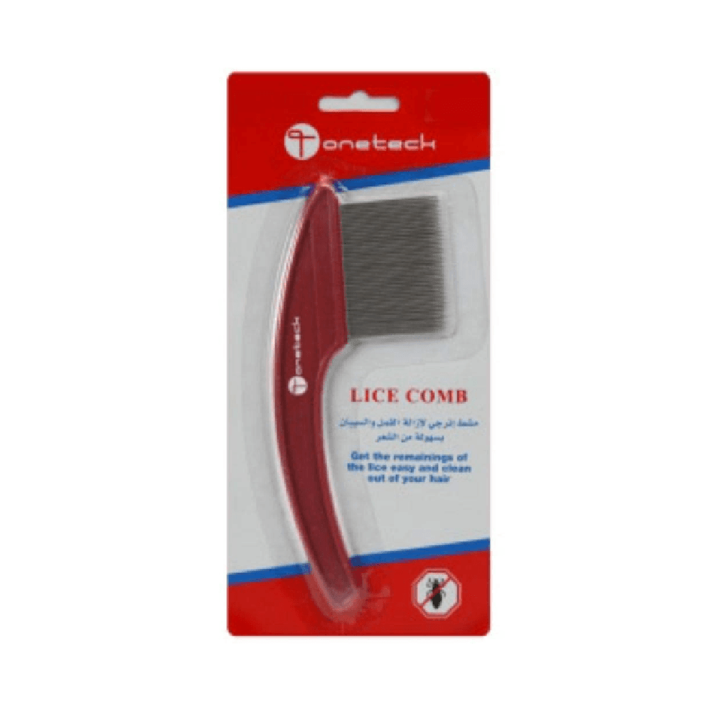 Oneteck Red Lice Comb With Metal Teeth Blister