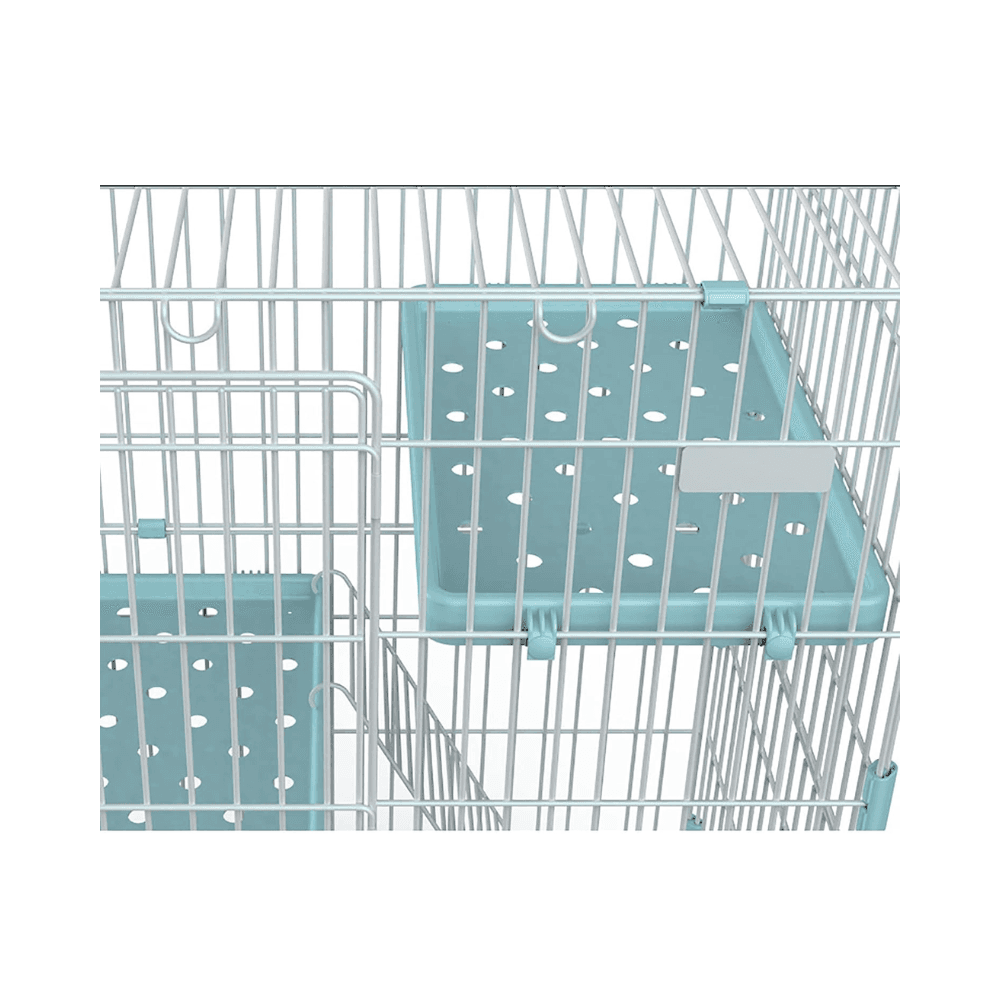 Multi-Level Cage with Litter & Storage Boxes For Cats Blue 