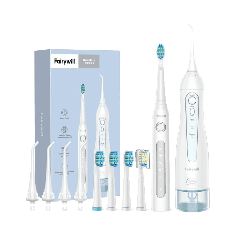 Fairywill Oral Care Combo Water Flosser & Electric Toothbrush White 