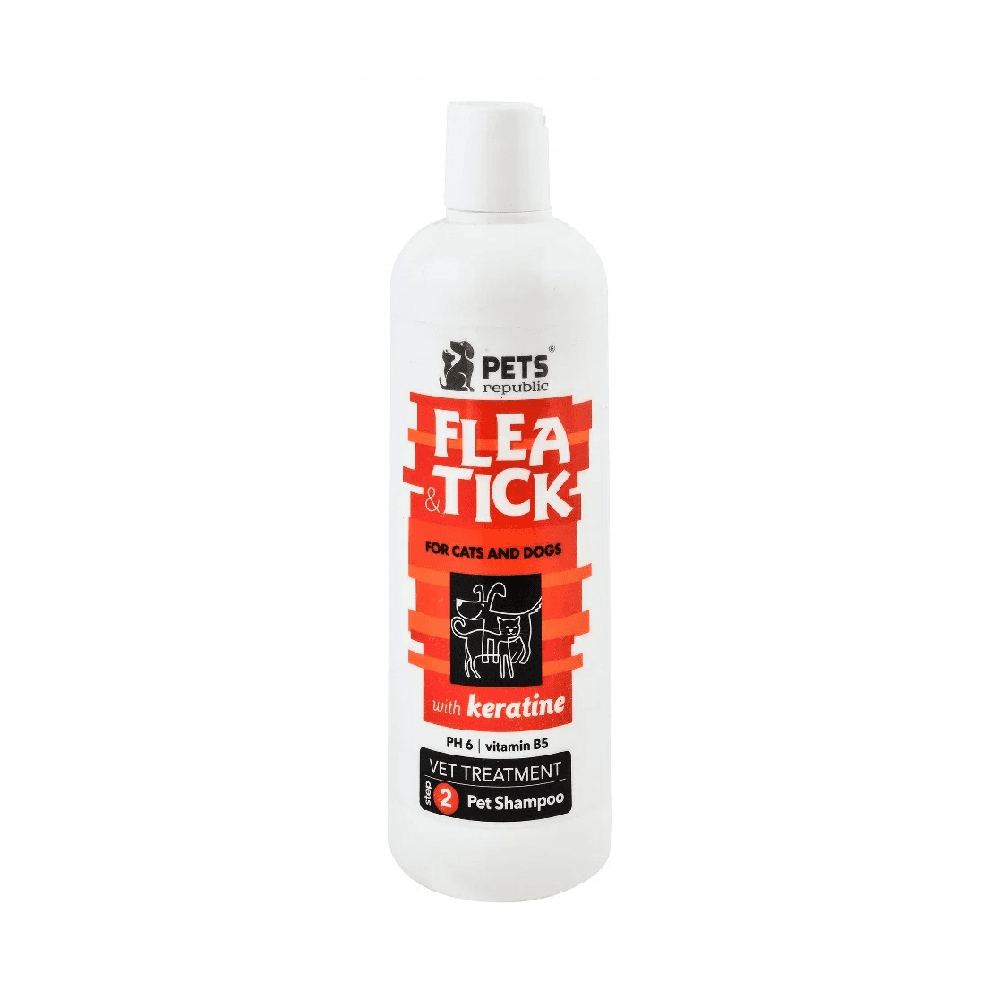 Pets Republic Flea & Tick Shampoo with Keratin For Cats & Dogs 500ml