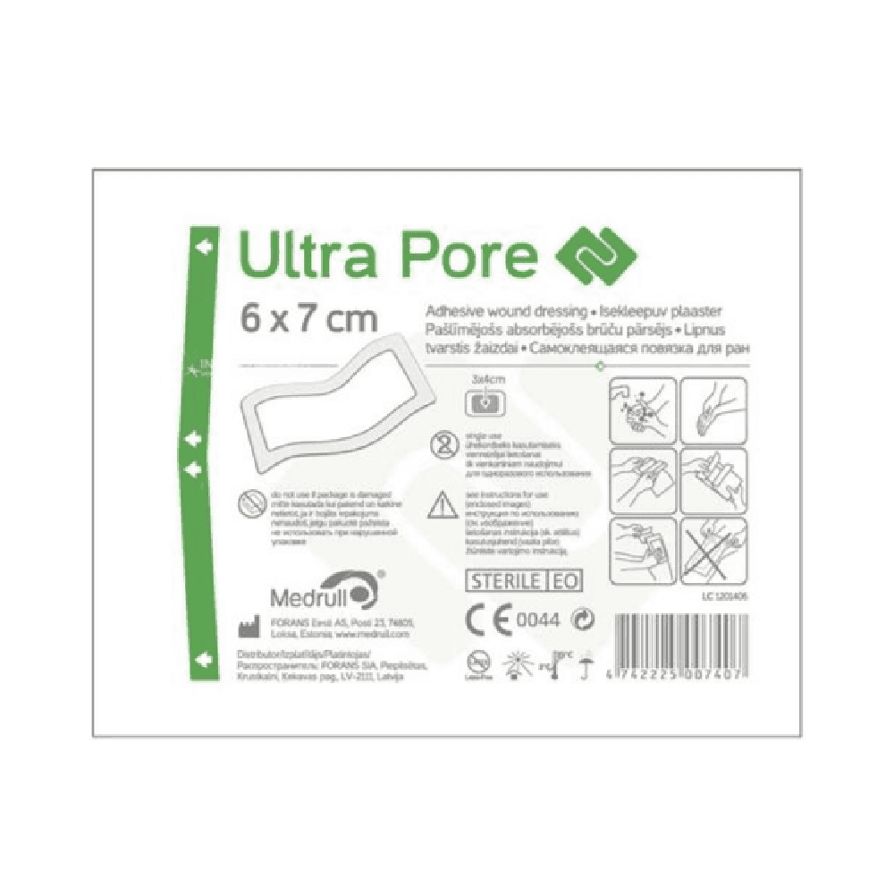 Medrull Ultra Pore Adhesive Wound Dressing 6x7cm 1Pc