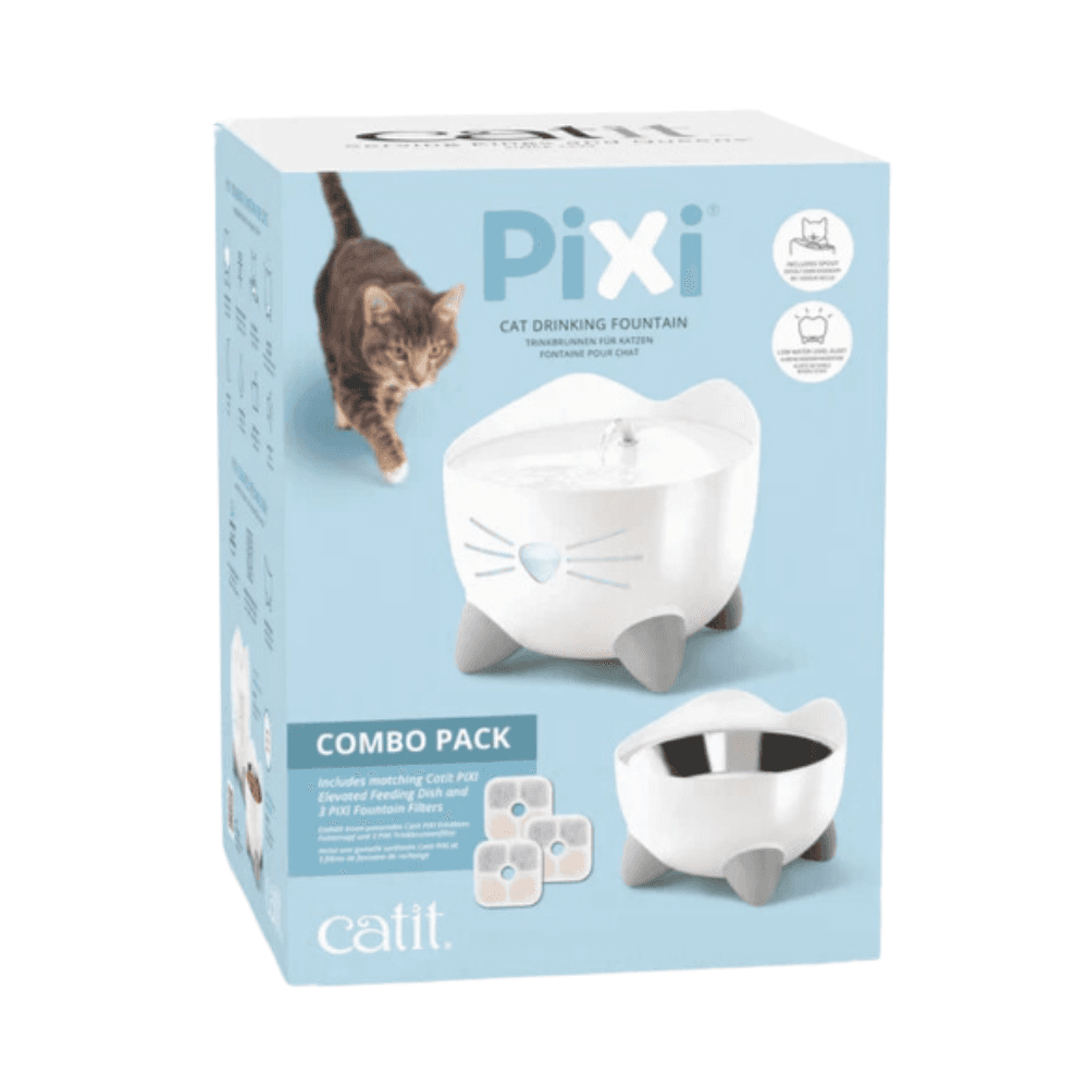 CatIt Pixi Drinking Fountain Combo Pack for Cats White