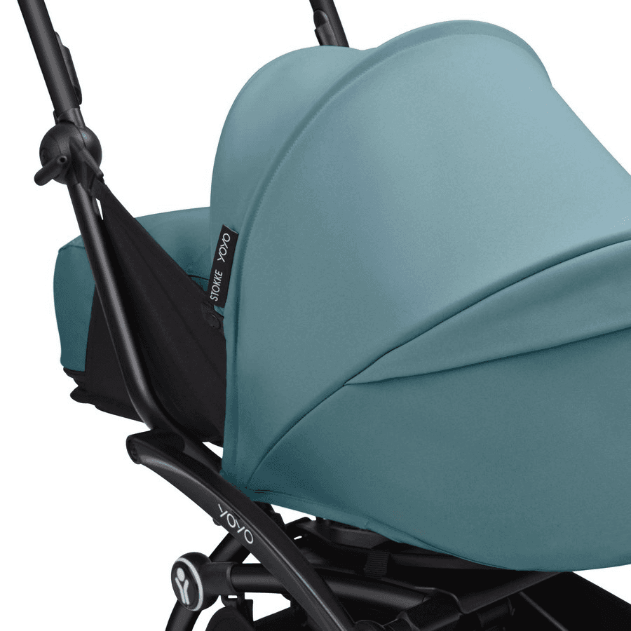 Stokke Yoyo3 0+ Stroller - Black Frame With Newborn Pack 0+ (Aqua)