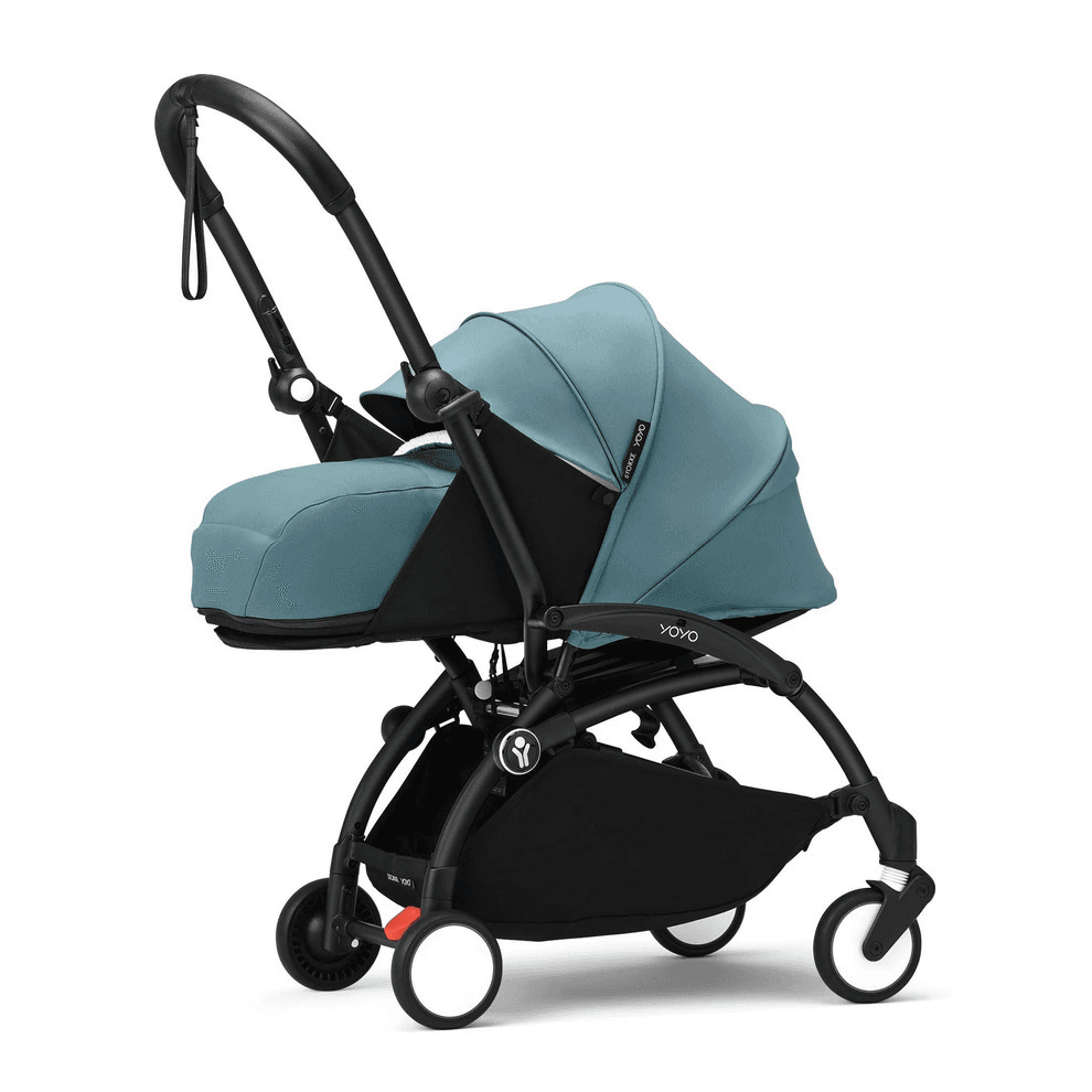 Stokke Yoyo3 0+ Stroller - Black Frame With Newborn Pack 0+ (Aqua)