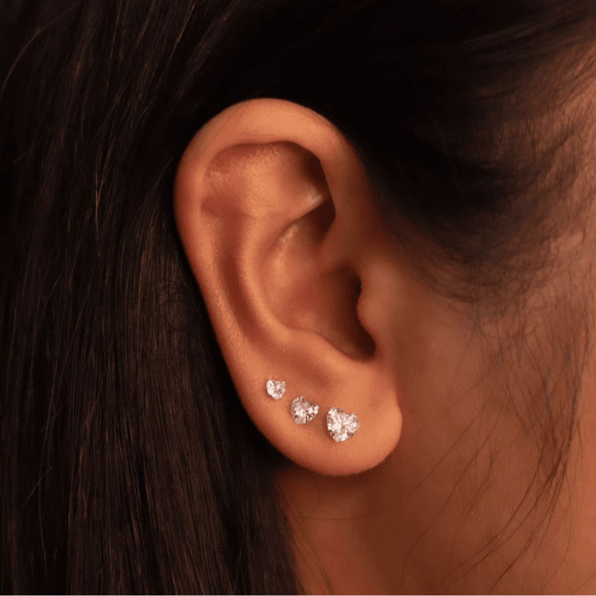 Sterling Silver Heart Stud Earrings (3 Sizes)3Mm, 4Mm, 5Mm