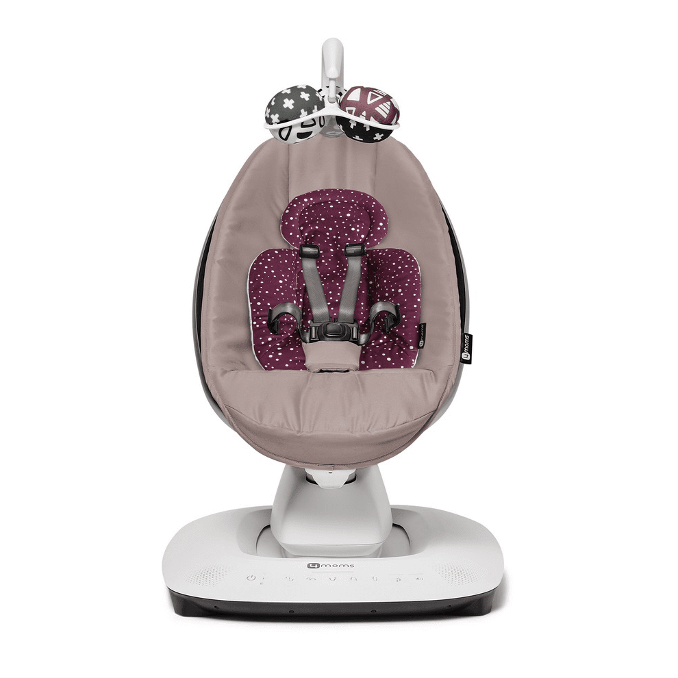 4Moms Mamaroo Multi-Motion Baby Swing (Rosewood) + Newborn Insert (Maroon/Plush)