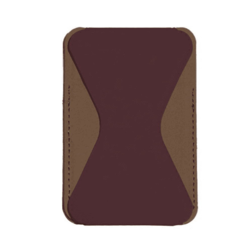 Mobile Card Holder Wallet Grip with Stand Burgundy Brown