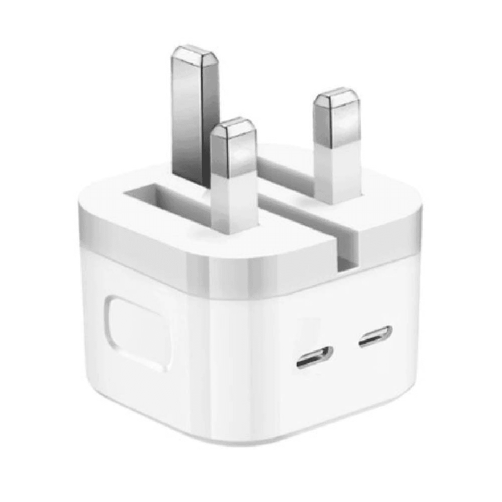 Apple 35W Dual USB Type-C Port Power Adapter With 2 x USB Type-C Female Ports For iPhone & MacBook Air White