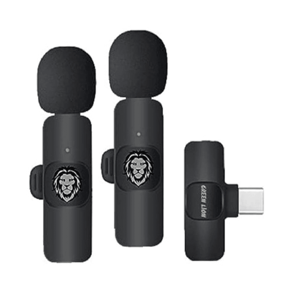 Green Lion 3-in-1 Wireless Microphone with USB-A, Type-C, Lightning Plugs