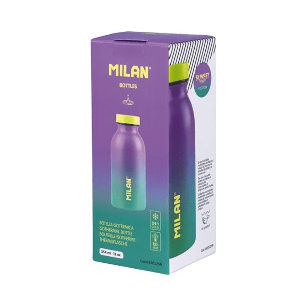 Milan Stainless Steel Bottle 345ml Isothermal Turquoise- Lilac Sunset Series