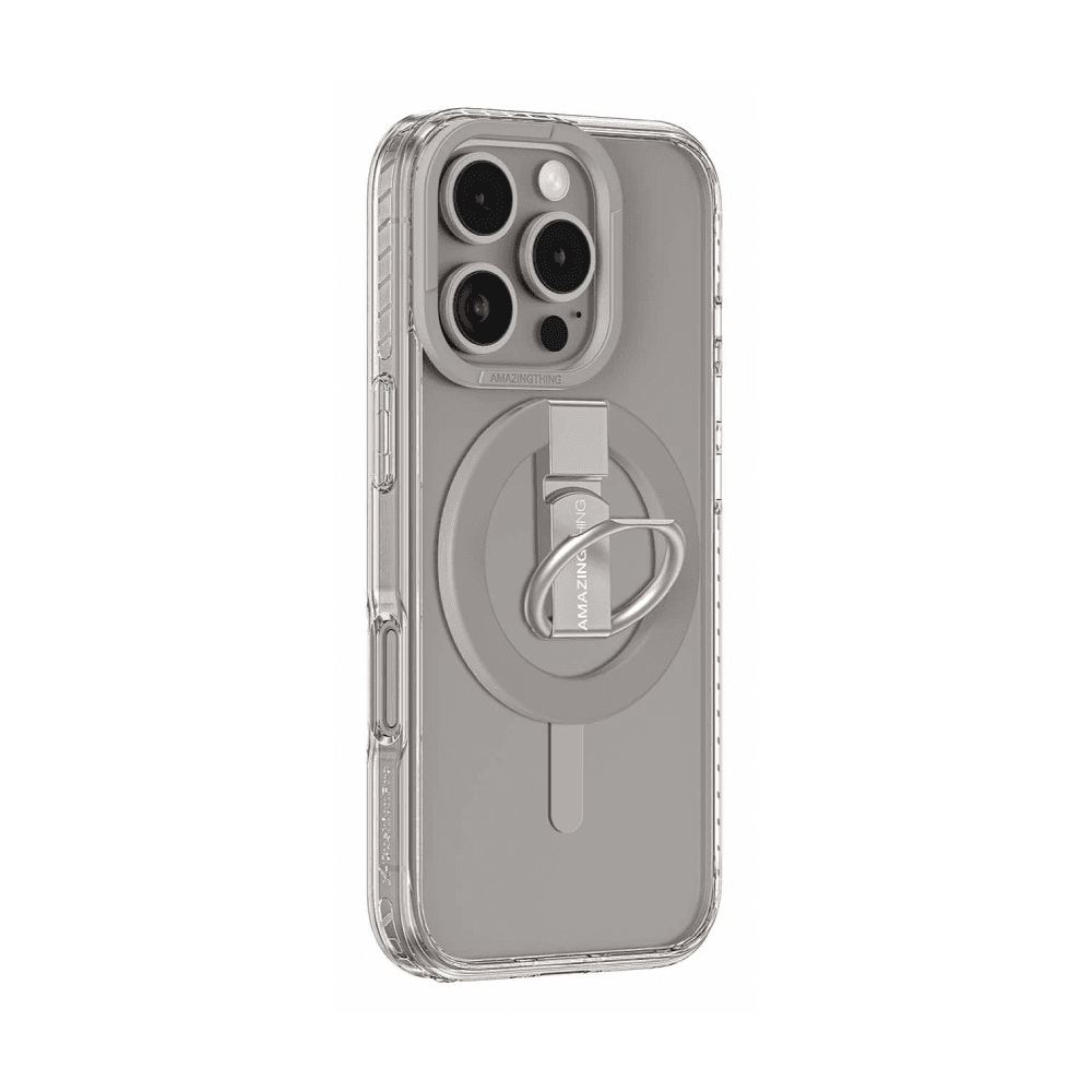 كفر AmazingThing Titan Pro لايفون 16 برو / مع مسكة / ضد الطيحات / يدعم MagSafe / رمادي