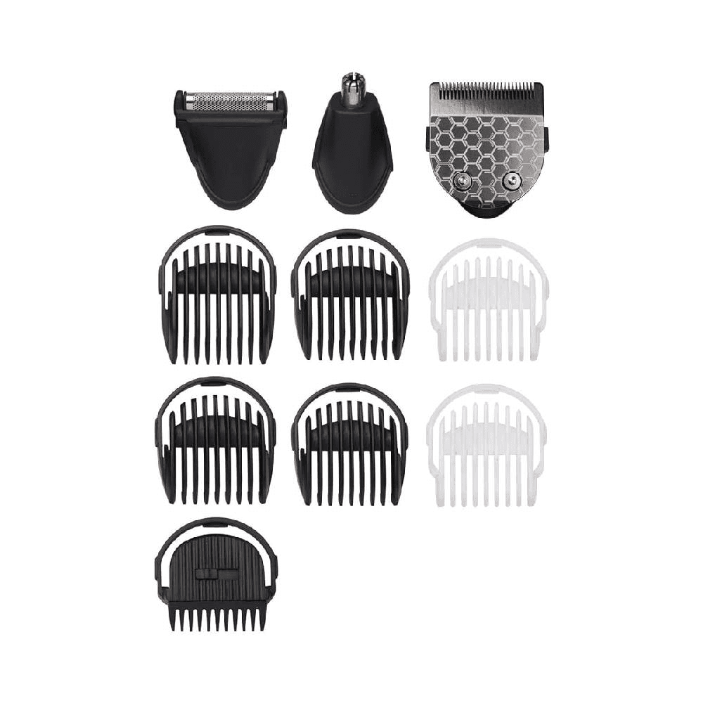 BaByliss Carbon Titanium 10-in-1 Multi Trimmer For Men | 200 grams Lightweight Design | High Power 60 Minutes Cordless Use | Attachments For Multiple Body Hair Trim & Washable Heads | MT727SDE (Black)