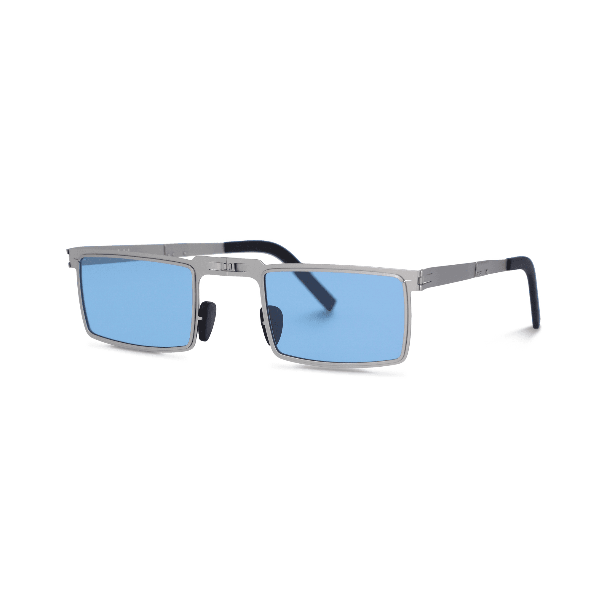 Retro Silver On Blue Sunglasses