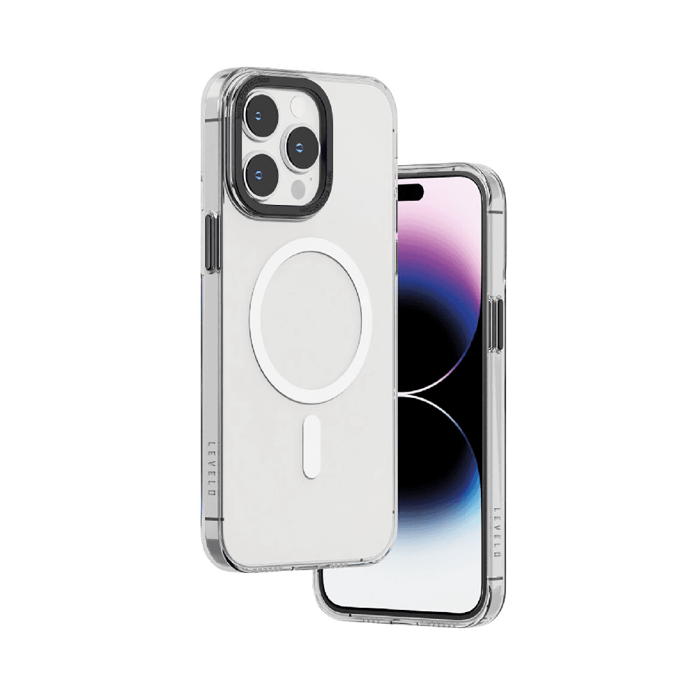 Levelo Original MagSafe Clear Back Case For iPhone 14 Pro Gray