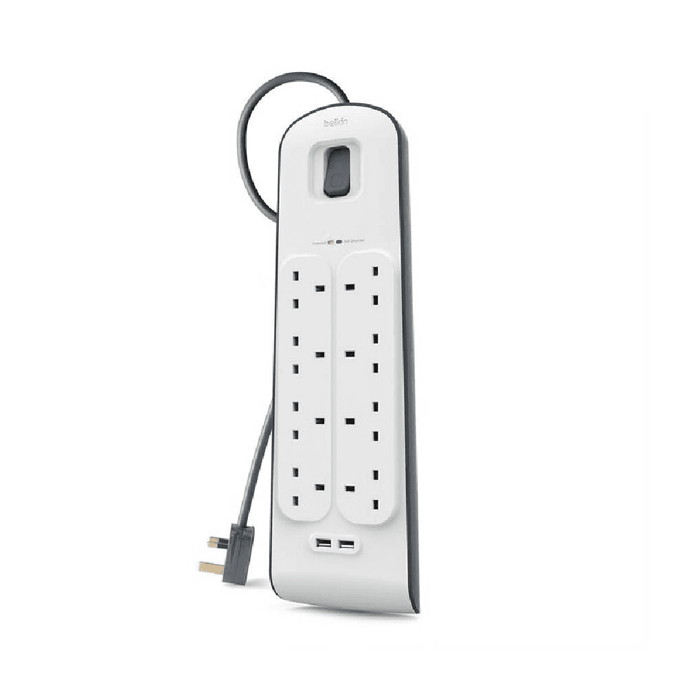 Belkin 8 Socket 2 USB Extension 2m White