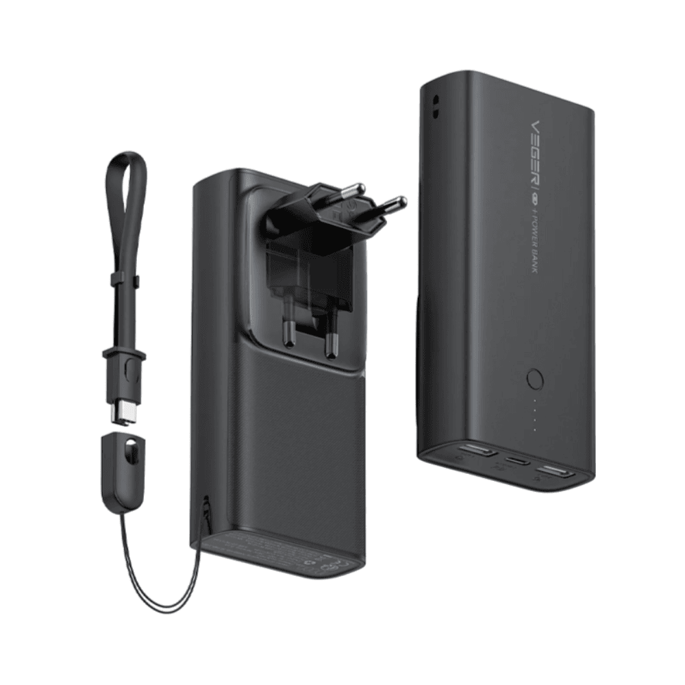Vegerance 100 Built-in EU Plug Power Bank PD 22.5W 10000mAh Black