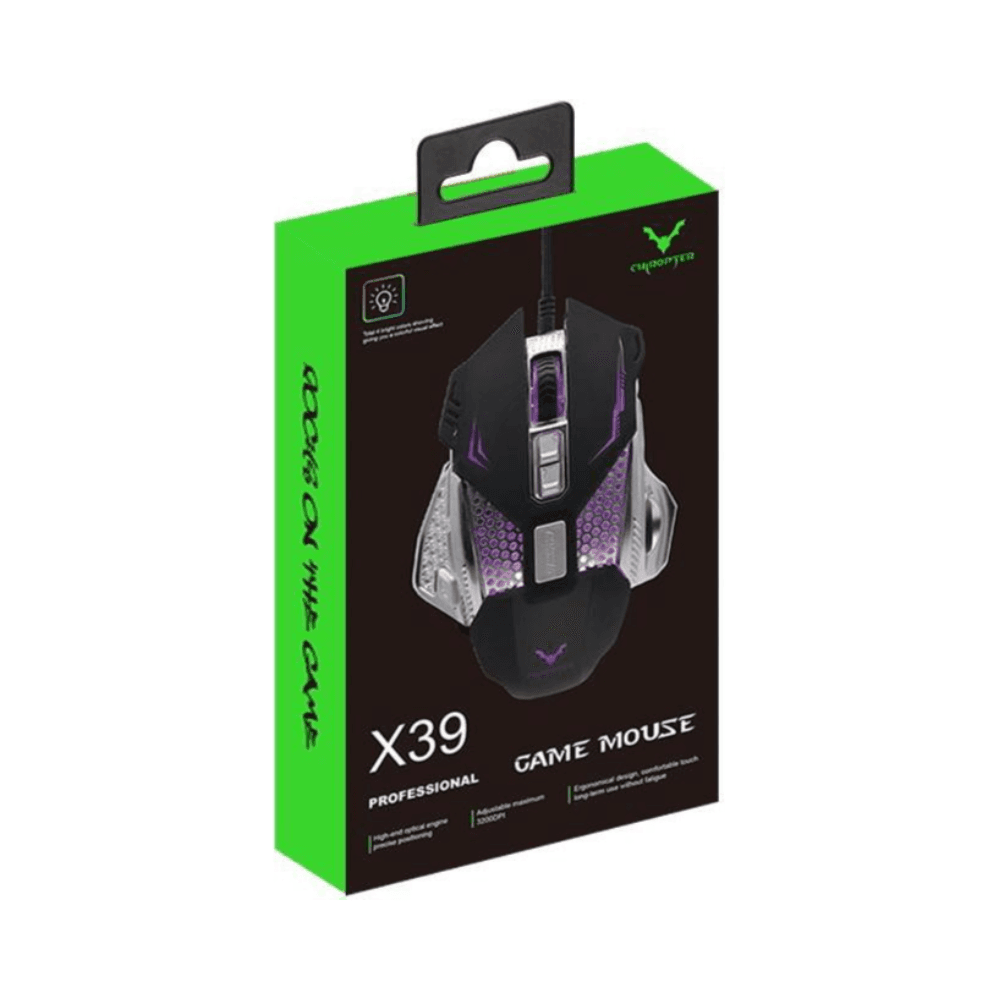 تشيروبتر ماوس ألعاب X39 بكيبل مضفر بطول 1.5 متر باللون الأسود