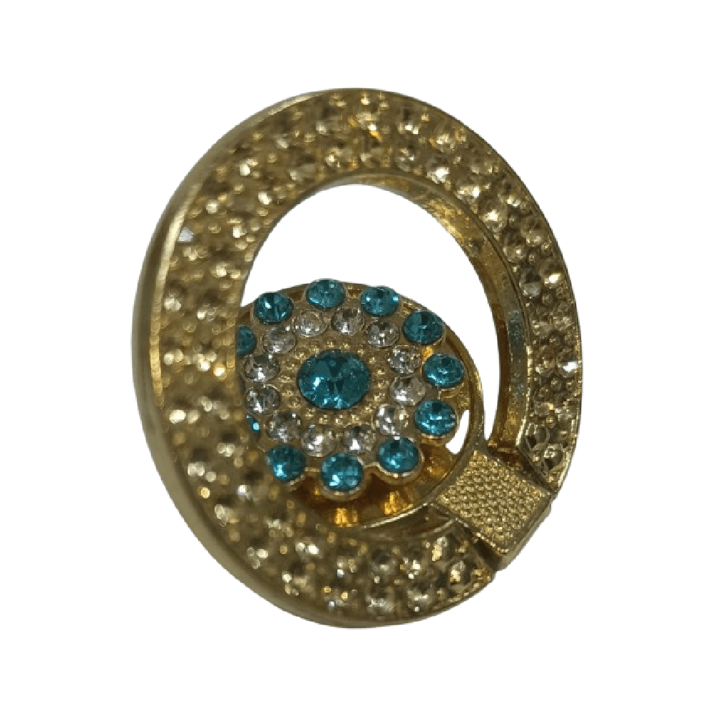 Fancy Round Mobile Ring Holder With 360 Kickstand Gold & Blue
