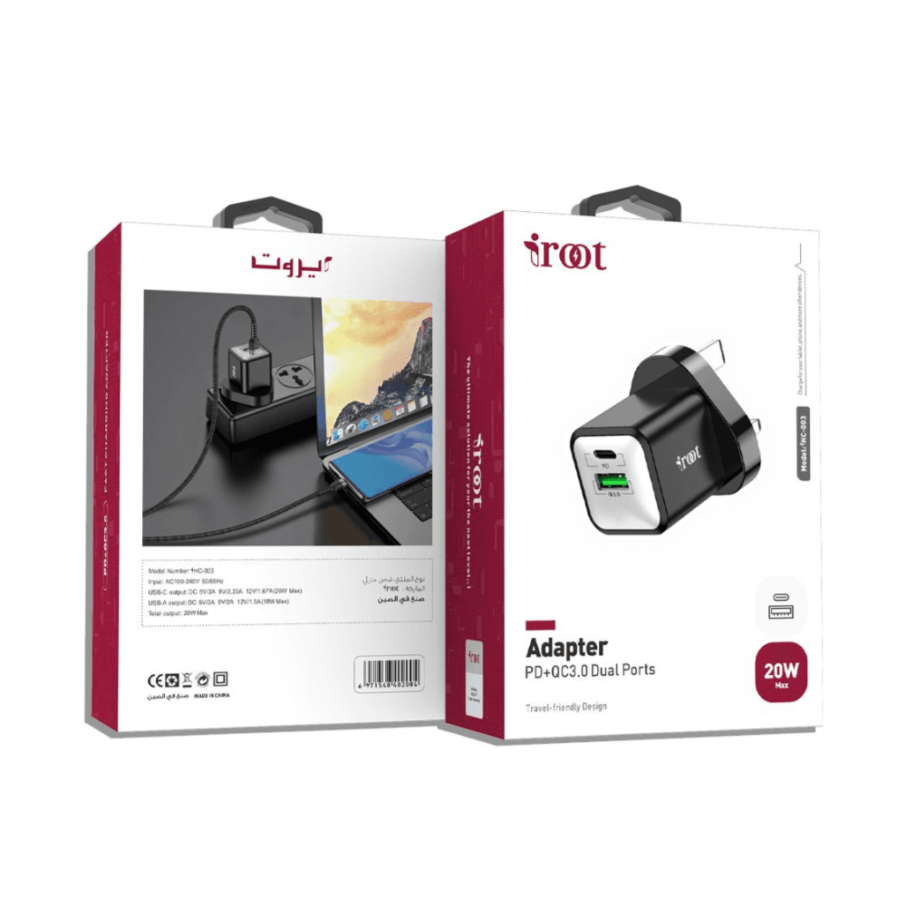 iroot 20W USB C Fast charging Dual Adapter