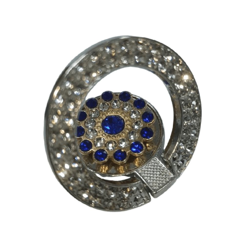 Fancy Round Mobile Ring Holder Silver & Dark Blue