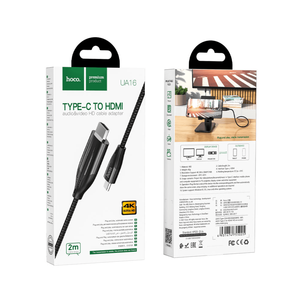 Hoco Type C To Hdmi 4K Cable 2M