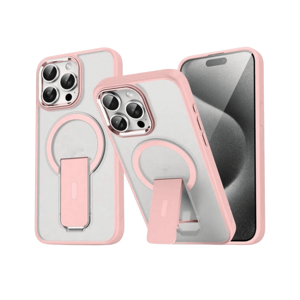 iPhone 16 Series Cover With Grip Stand Matte Light Pink Desert
