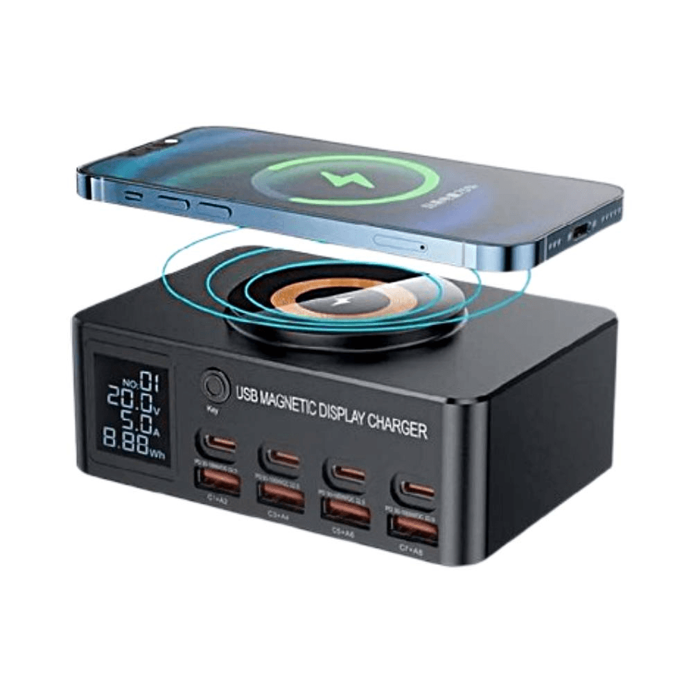 9 in 1 140W Fast Charging Station With MagSafe Wireless Charger & LED Display