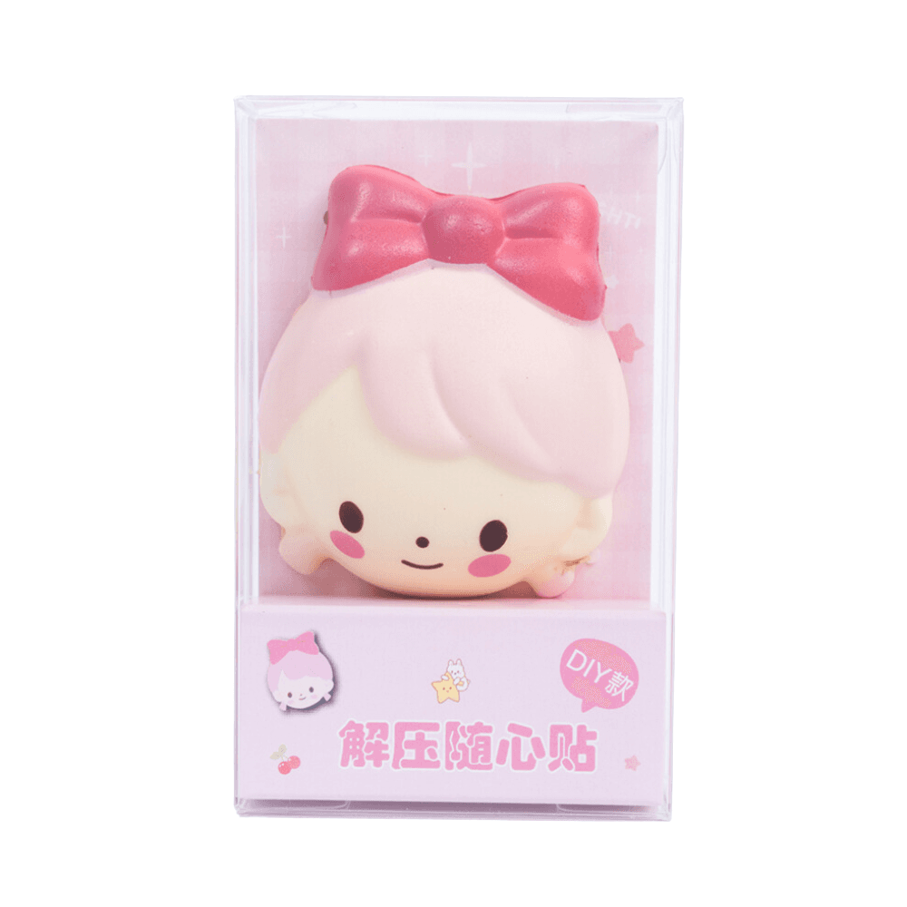 Cute Sticky Toy with Flat Back Fun Decor in Bunny Girl with Bow Duck Peach Shapes