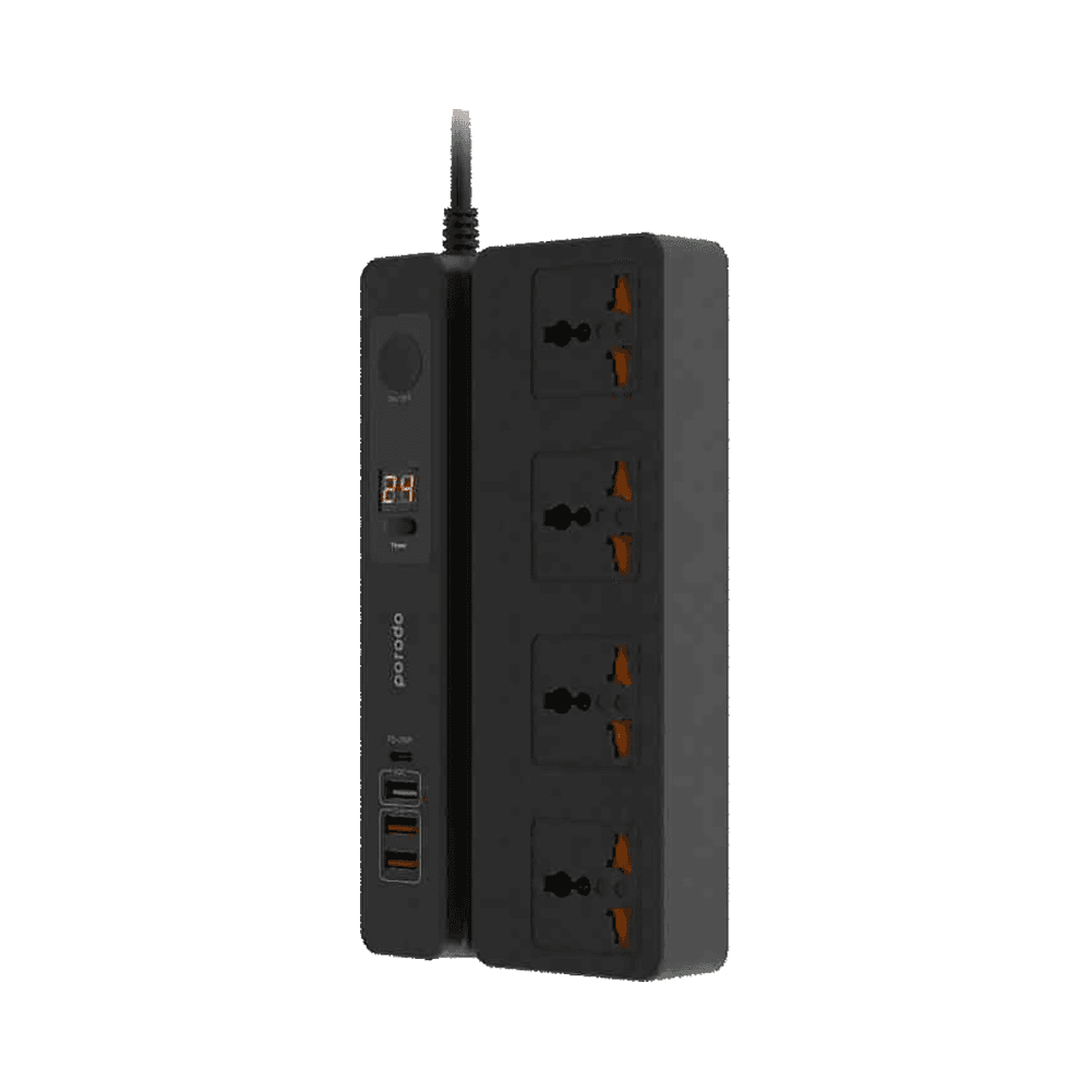 توصيلة كهرباء من بورودو مع 4 مداخل ثلاثية و 4 USB / مع ميزة الاغلاق الذاتي / واير 3 متر
