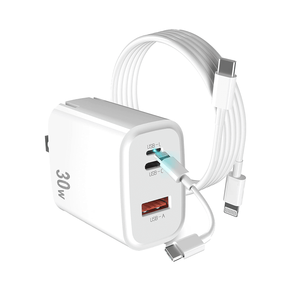 30W Quick Charge Wall Charger with 3 Ports PD QC 