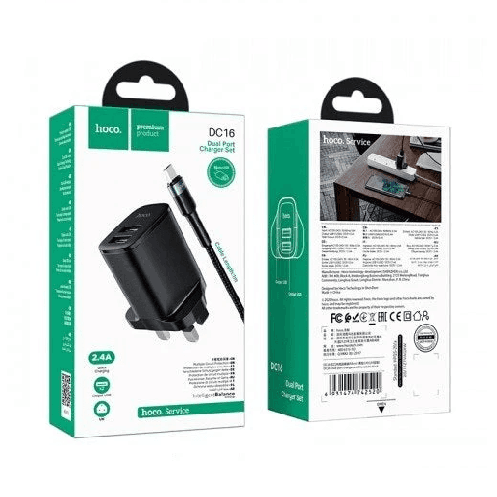 Hoco DC16 Dual-C- Port Charger Set