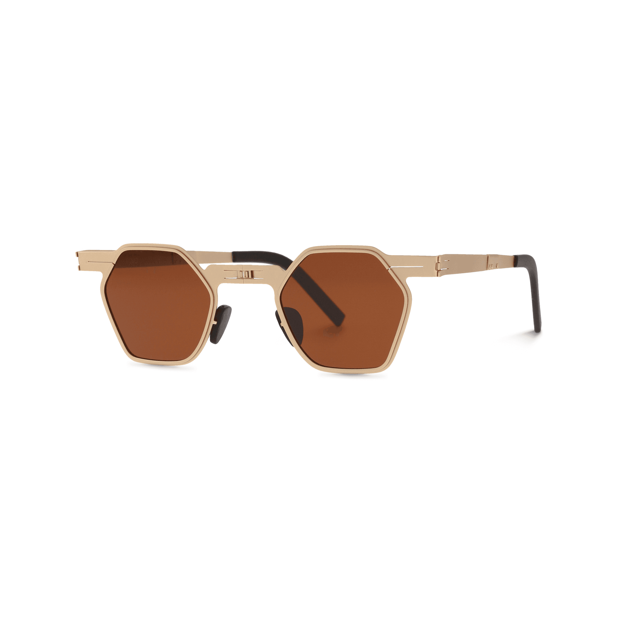 Hexa Gold On Brown Sunglasses