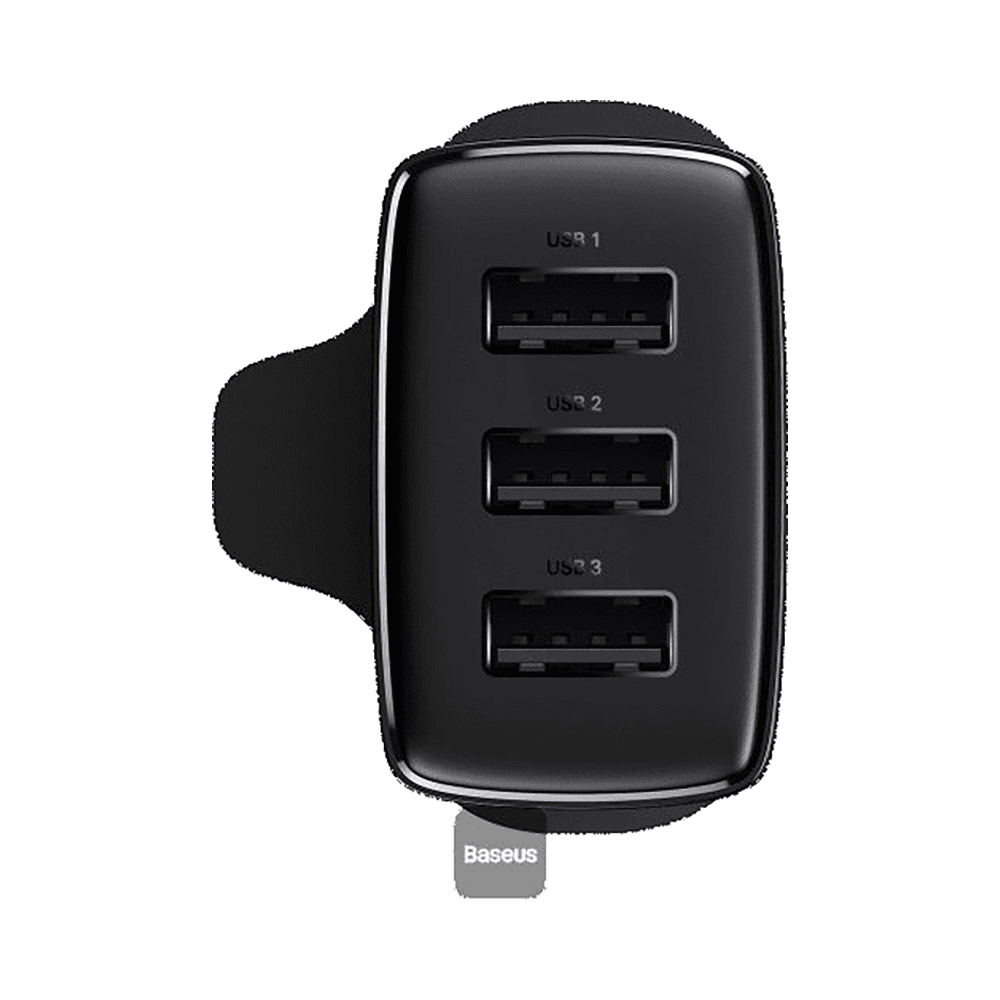 Baseus 3U 17W Compact Charger with Smart Recognition Chips For iPhone, Samsung, Tablets Black