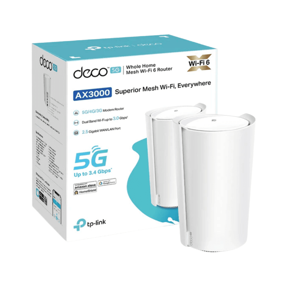 تي بي لينك جهاز التوجيه اللاسلكي واي فاي 6 5G آند 4G مع كات 6 طراز ديكو X50-5G AX3000