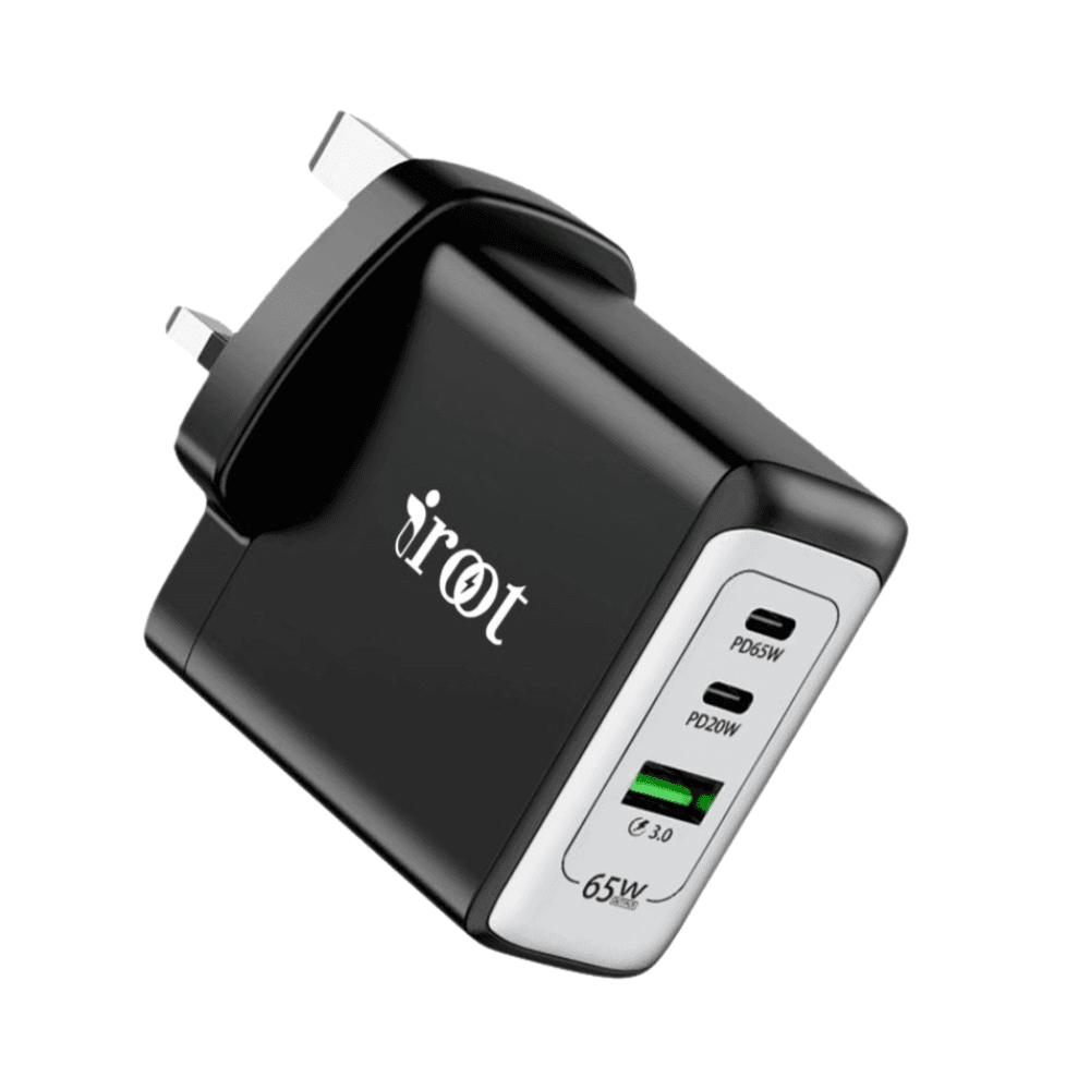 iroot 65W Fast Charging GaN USB+C+C High Power Adapter