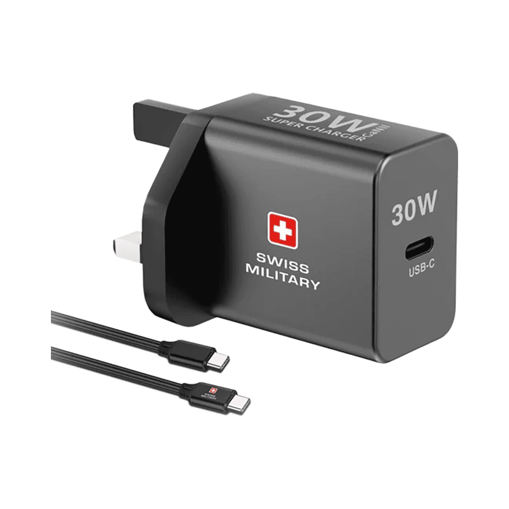 Swiss Military 30W GaN Super Charger with USB-C to USB-C Cable