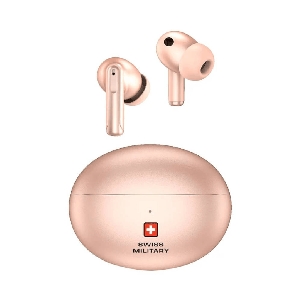 Swiss Military Victor3 Truly Wireless Bluetooth Active Noise Cancelling In-Ear Earbuds with Charging Case Pink