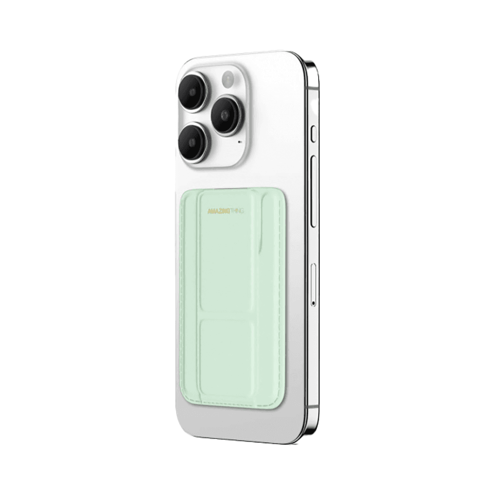 AmazingThing Smoothie Pro Grip + حامل بطاقات + حامل لهاتف iPhone / MagSafe / Pistachio