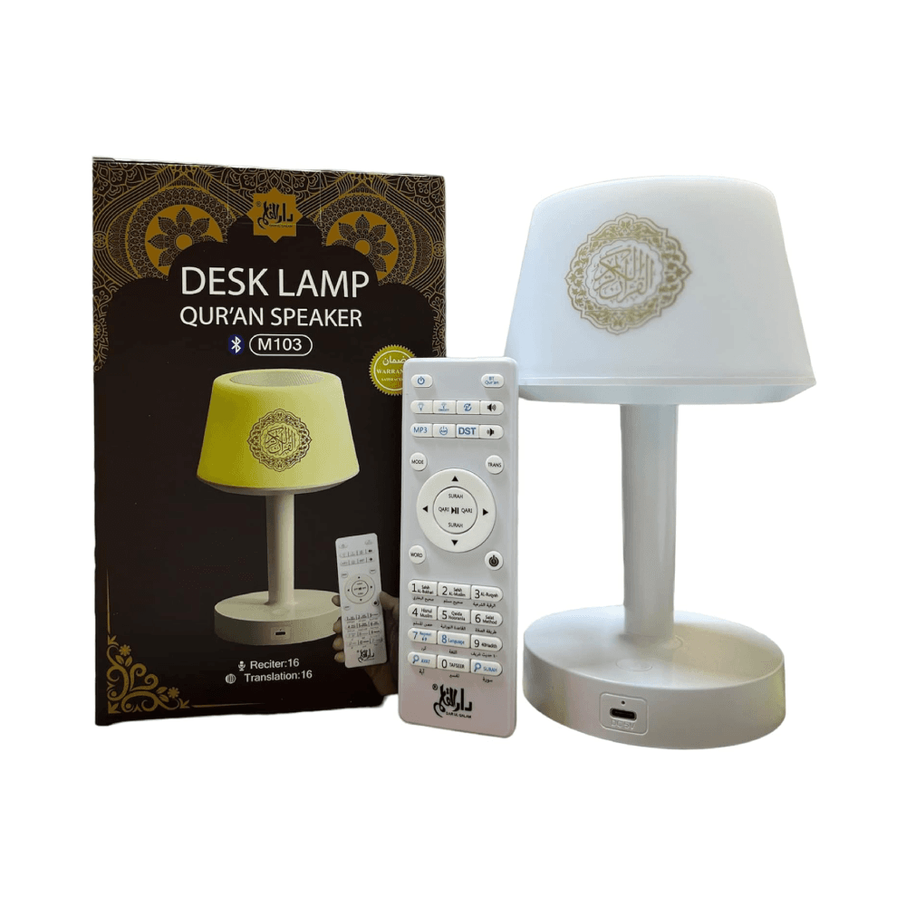 اكوانتو مكبر صوت للطاولة مع 7 ألوان LED وطراز SQ-917، 8 جيجابايت، 16 قارئًا و16 ترجمة للقرآن