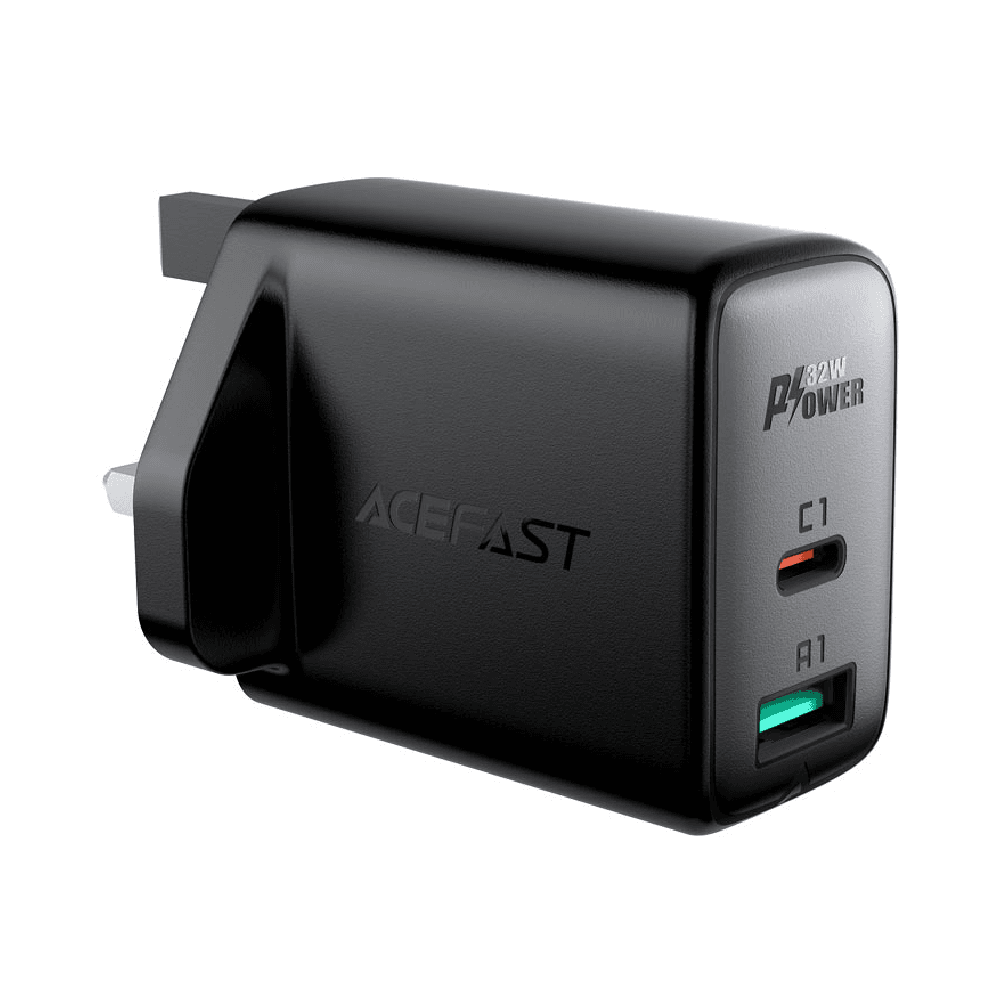 أيسفاست شاحن حائط سريع A8 PD32W (منفذ يو اس بي - سي + منفذ يو اس بي - ايه) وقابس UK