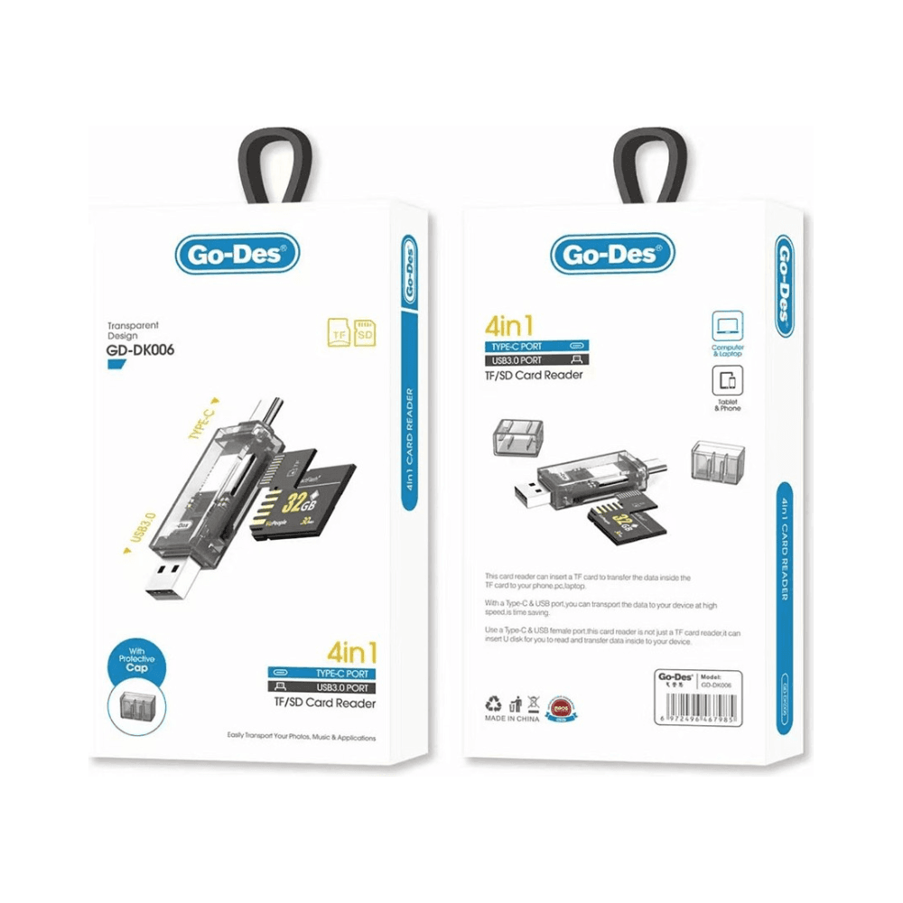Go-Des 4 in 1 TF/SD Card Reader GD-DK006
