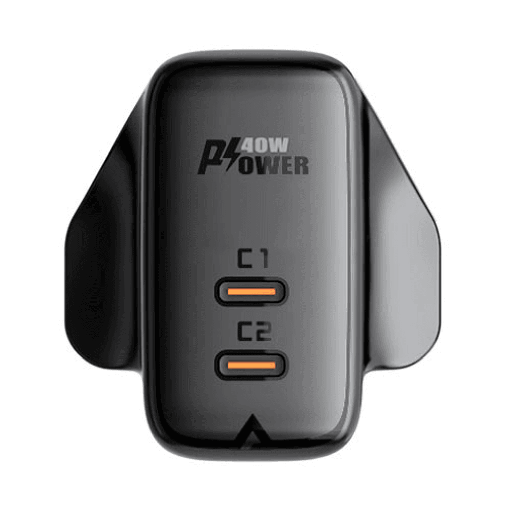 أيسفاست شاحن حائط سريع A12 PD40W بمنفذي يو اس بي - سي وقابس UK