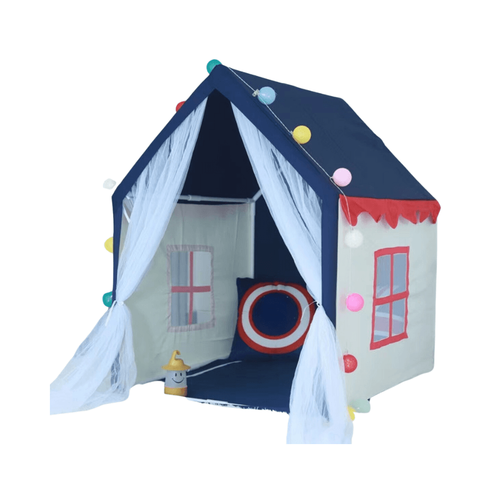 Luxury Blue Tent With Globe Light and Mat