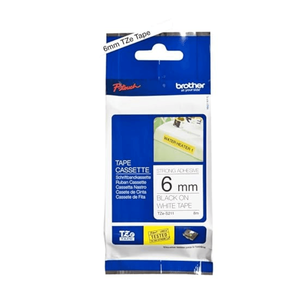 Brother Tz-S211 6mm Strong Adhesive Tape Black